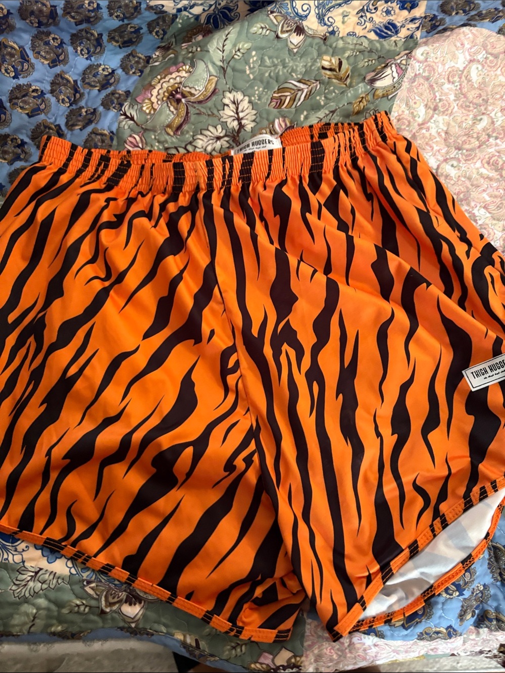 Orange Tiger-Print Shorts